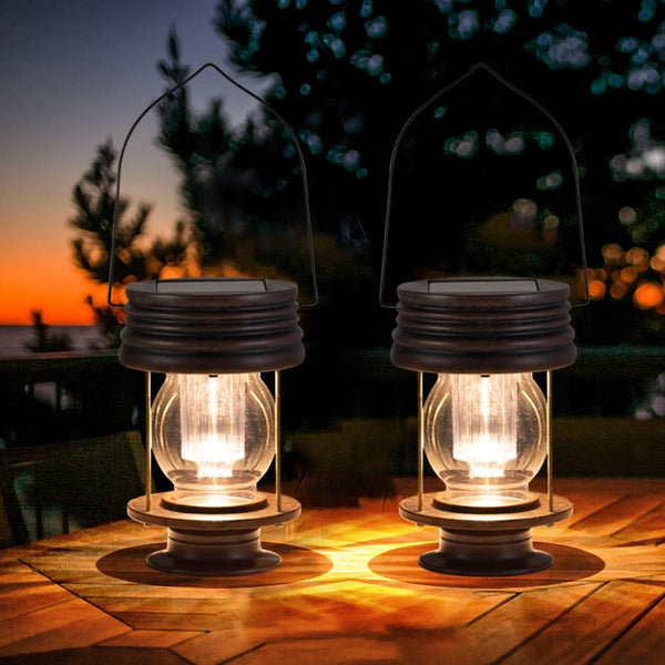 Solar Lantern Outdoor Waterproof - 8.3 Inch (Approx. 21.1 cm) Bright Large Solar Chandelier - 2 Pack Solar LED Metal Vintage Light Suitable for Terrace, Garden, Courtyard, Path, 30 Lumens (Warm)