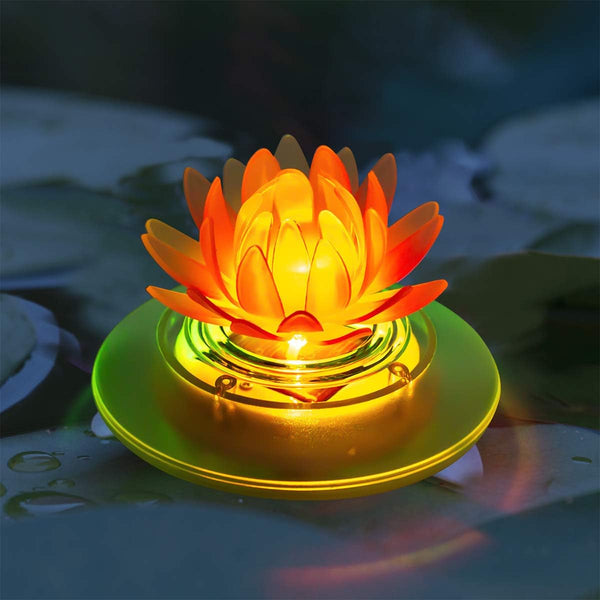 Solar Pond Light Waterproof LED RGB Solar Floating Light Pool Pond Floating Night Light Decoration (1 Piece Lotus)