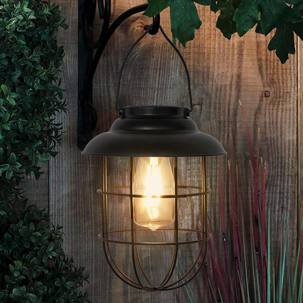 hanging solar light outdoor decorative light waterproof large metal solar light garden patio patio path farmhouse decoration, warm light