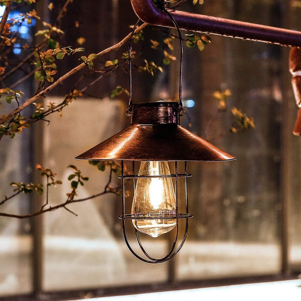 Solar Light Outdoor Hanging Light - Waterproof Vintage Metal Solar Light Strip Warm White Edison Light Bulb Decorate Yard, Backyard, Porch, Patio