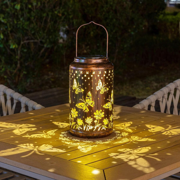 Butterfly Lantern Outdoor Solar Hanging Light Decorative Solar Light Waterproof For Dining Table Terrace Garden Lawn Landscape Lighting, Gardening Gifts (A-Butterfly)