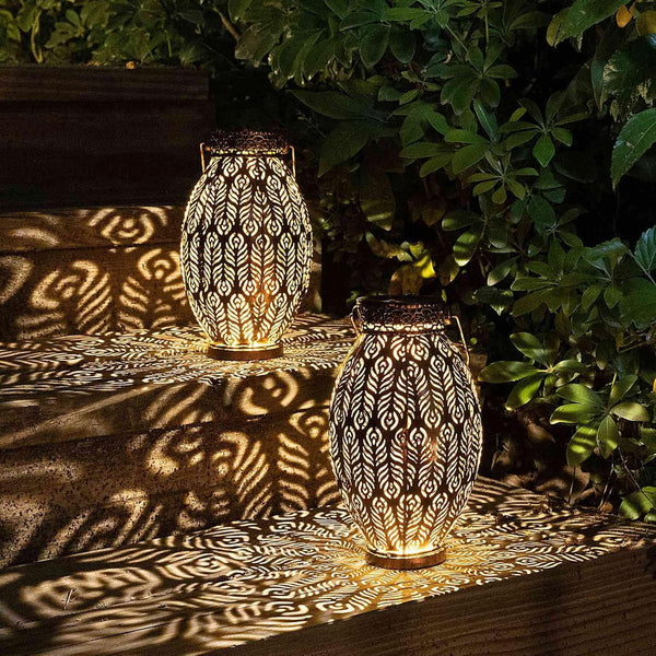 2 Pack Decorative Solar Light for Hanging or Table Outdoor Solar Light, Suitable for Courtyard Garden Lawn Landscape Lighting, Waterproof, Gift for Ladies and Men's Mom, Copper, Warm Lamp